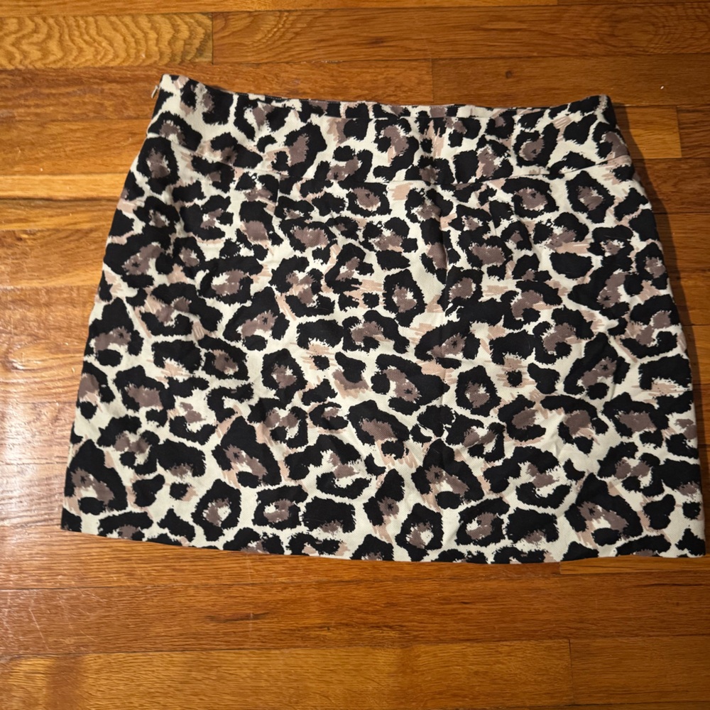 LOFT Cheetah Print Mini Skirt - Black and Brown
